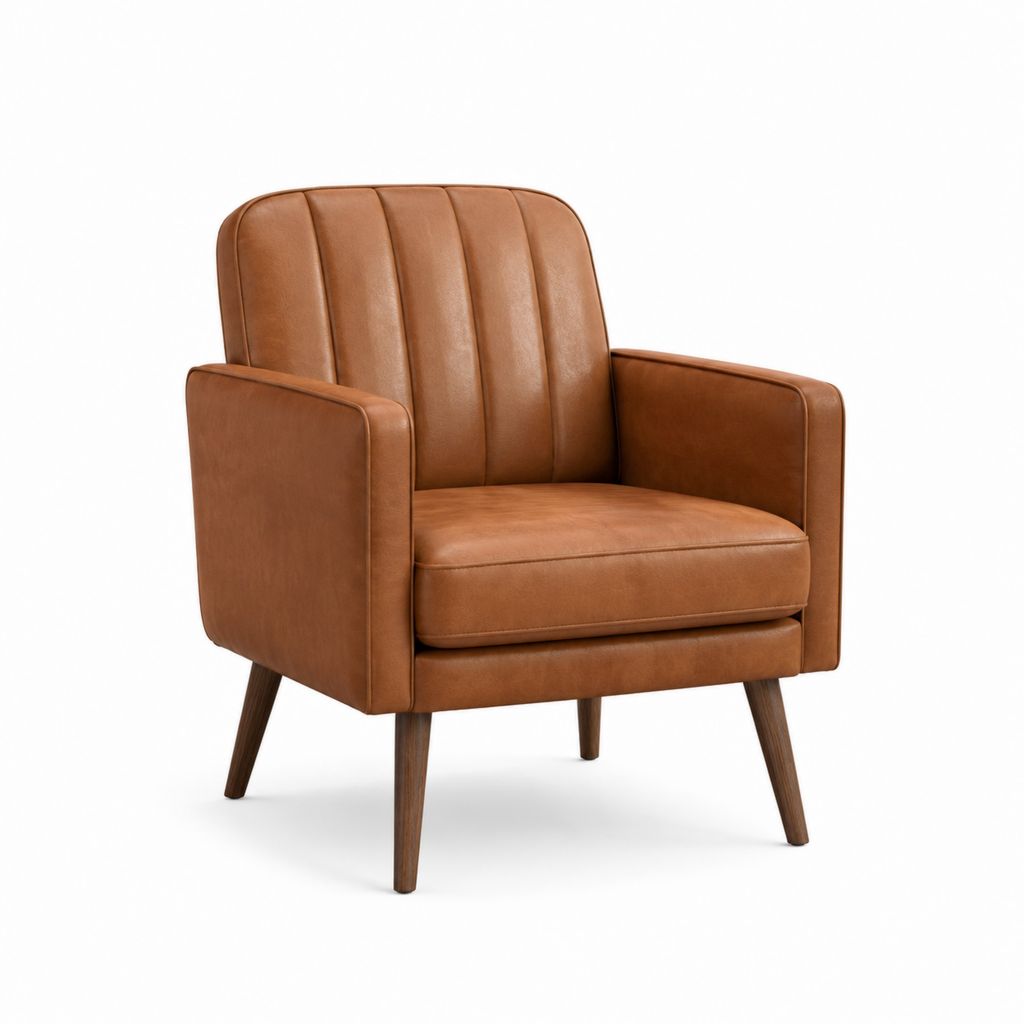 Fauteuil de salon arrondi marron en cuir synthétique PU 78 x 82 x 92 cm