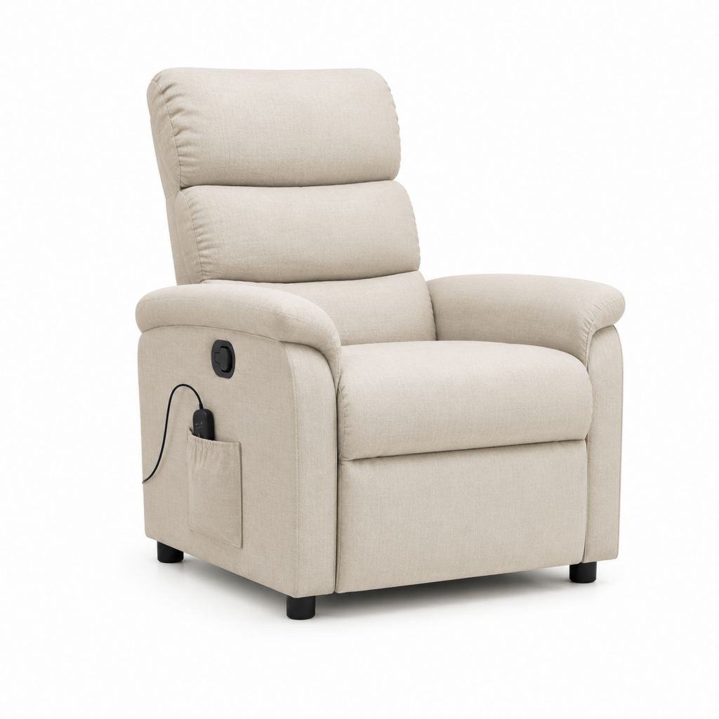 Fauteuil relax électrique inclinable beige en polyester 90 x 94 x 104 cm