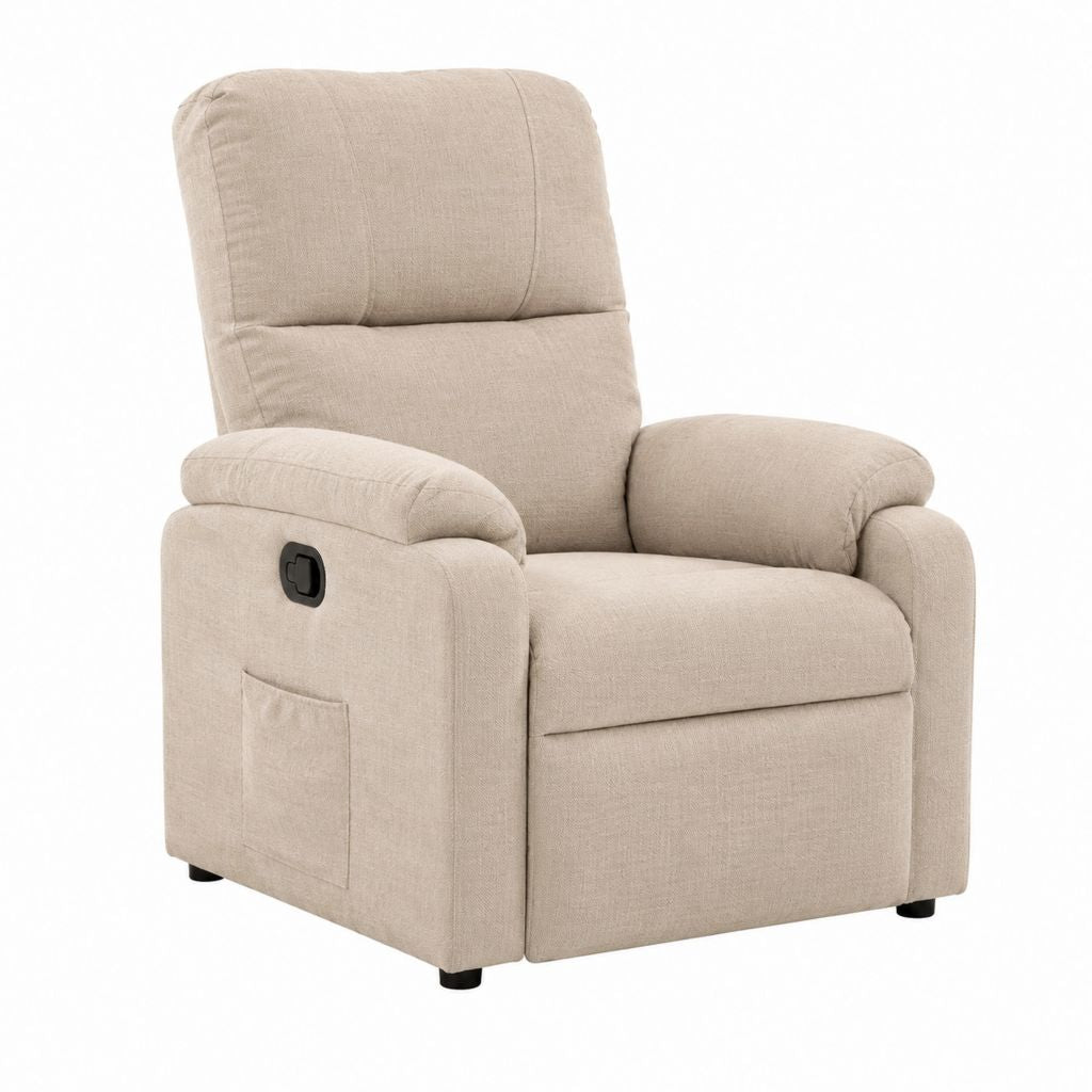 Fauteuil relax inclinable manuel beige en polyester 90 x 96 x 102 cm