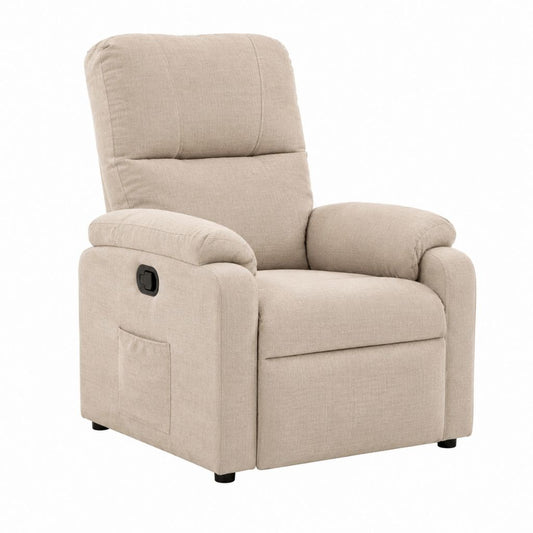 Fauteuil relax inclinable manuel beige en polyester 90 x 96 x 102 cm