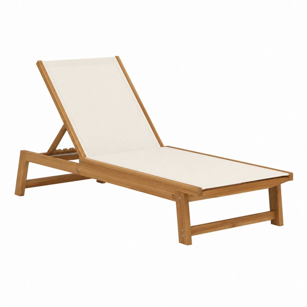 Bain de soleil réglable en bois d’acacia massif beige rectangulaire 200 x 65 x 35 cm