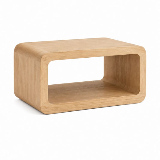 Table de chevet ouverte en contreplaqué plaqué chêne naturel rectangulaire 60 x 40 x 35 cm