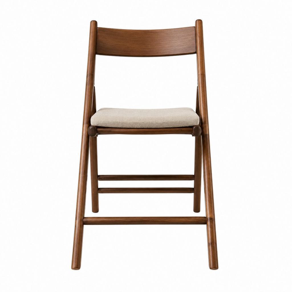 Chaise de jardin pliante marron en bois massif avec assise rembourrée beige 46 x 50 x 82 cm
